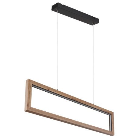 Závesné svietidlo kov čierny matný, MDF imitácia dreva, plast opál, kábel PVC čierny, výškovo nastav 2