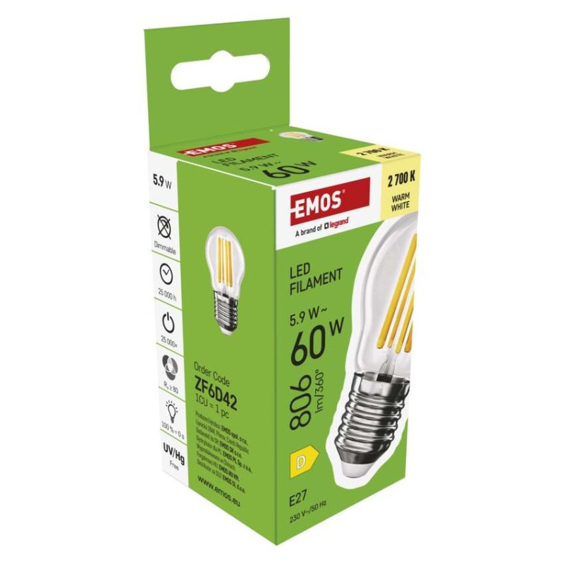LED žiarovka Filament Mini Globe / E27 / 5,9 W (60 W) / 806 lm / Teplá biela 6