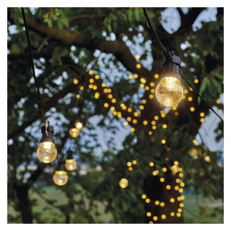 LED svetelná reťaz – 10x párty žiarovky číre, 5 m, vonkajšia aj vnútorná, teplá biela 4