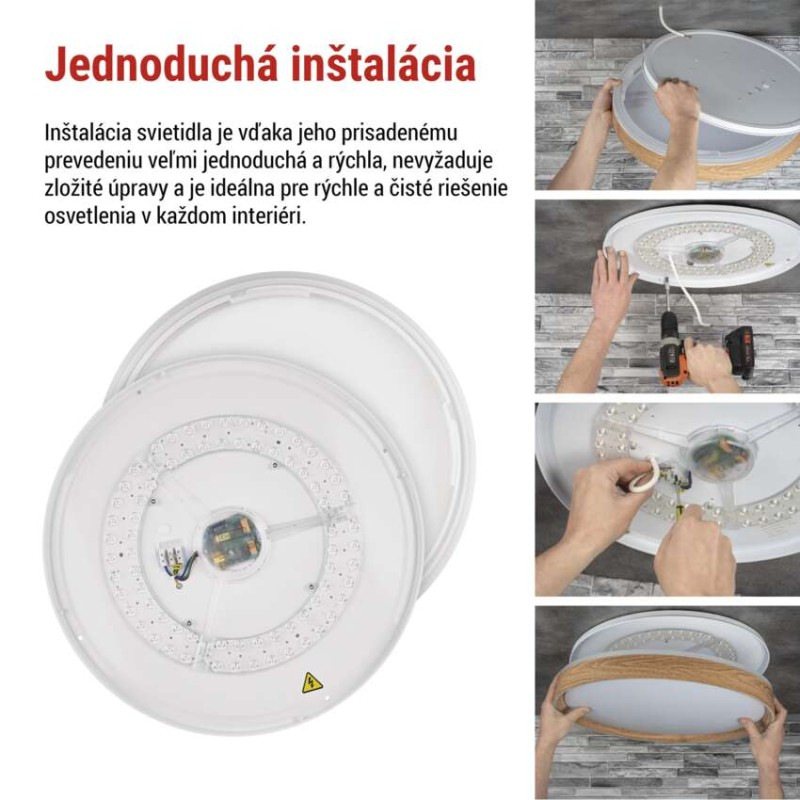LED nástenné svietidlo ILVI, kruhové 45 W, stmievanie + CCT, drevo 4