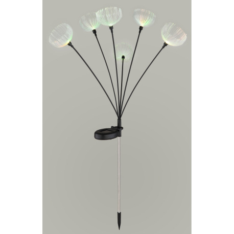 Solárne svietidlo z nehrdzavejúcej ocele, plast čierny matný, plast priehľadný, posuvný vypínač, RGB