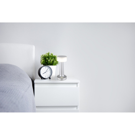 Nabíjateľná stolová lampa, plast nikel, plast biely, dotykové zapnutie/vypnutie, plynulé dotykové st 14