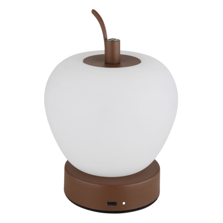 Nabíjateľná stolová lampa, hnedý matný kov, plast biely, čierny PVC kábel, dotykové zapnutie/vypnuti 13