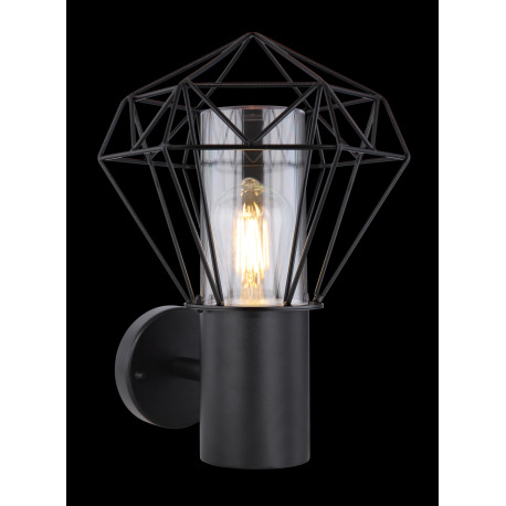 Vonkajšie svietidlo, nehrdzavejúca oceľ čierna, kov čierny, plast priehľadný, IP44, ŠxV: 225x310, H: 2