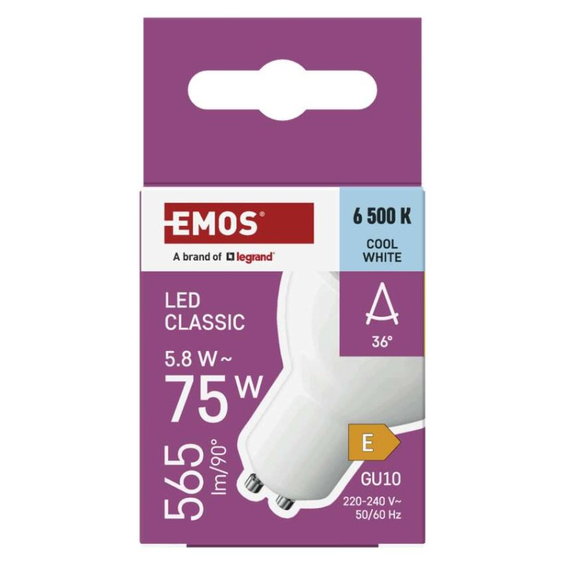 LED žiarovka Classic MR16 biela/ GU10 / 5,8 W (75 W) / 565 lm / Studená biela 6