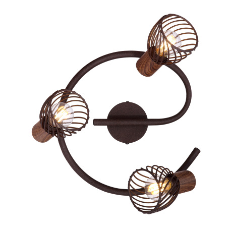 Stropné svietidlo, kov vo farbe imitujúcu hrdzu, kov imitácia dreva, Ø280, V:160, bez žiaroviek 3xE1 5