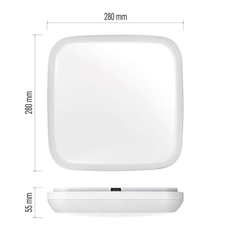 LED prisadené svietidlo DORI, štvorcové b. 18W neut.b.,IP54 2