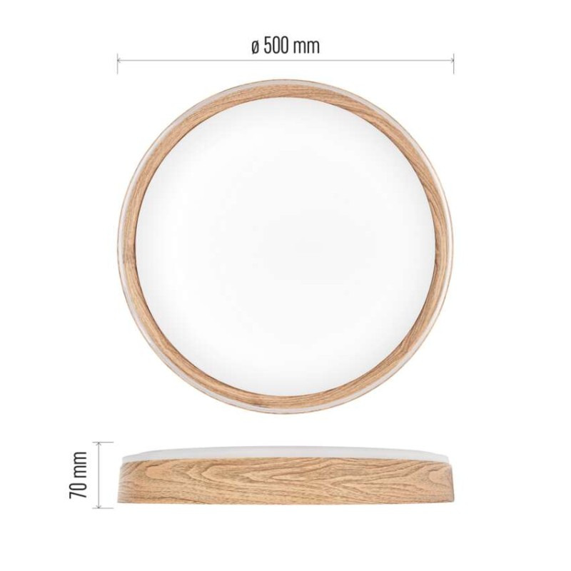 LED nástenné svietidlo ILVI, kruhové 45 W, stmievanie + CCT, drevo 2