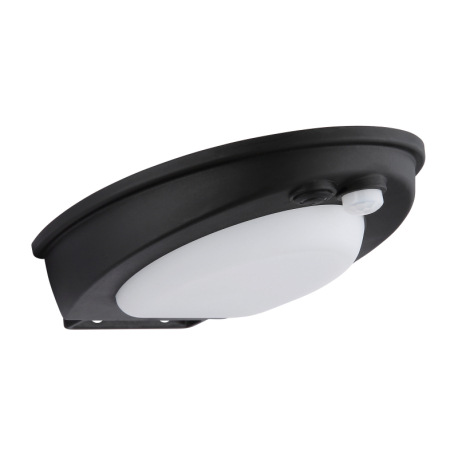 Solárne svietidlo, plast čierny/biely, vypínač, prepínač, batéria CR18650 1200mAh 3,7V, IP54, nabíja 10