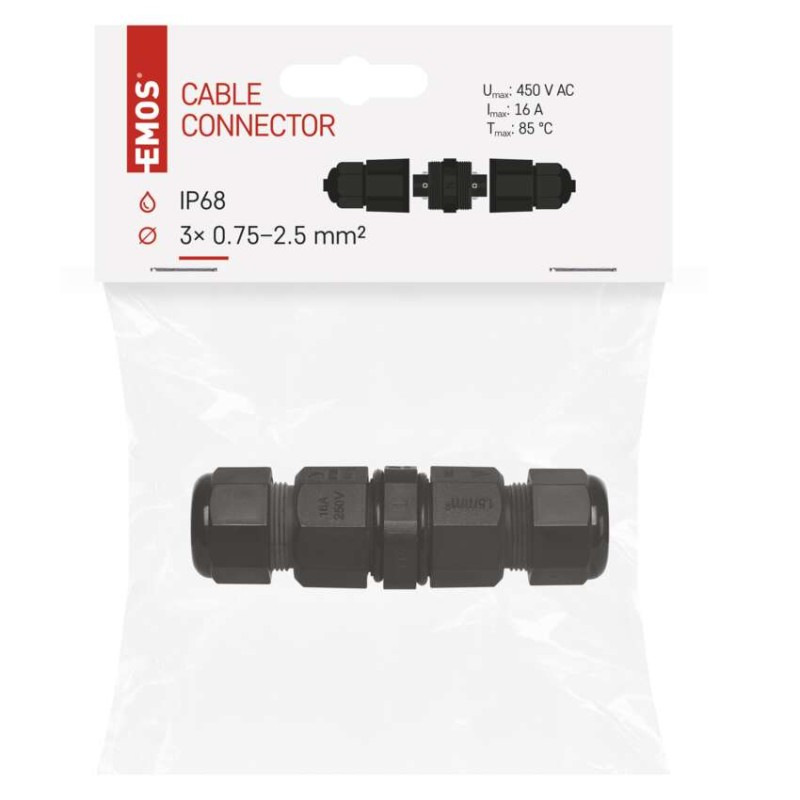 Plastová káblová spojka IP68 3