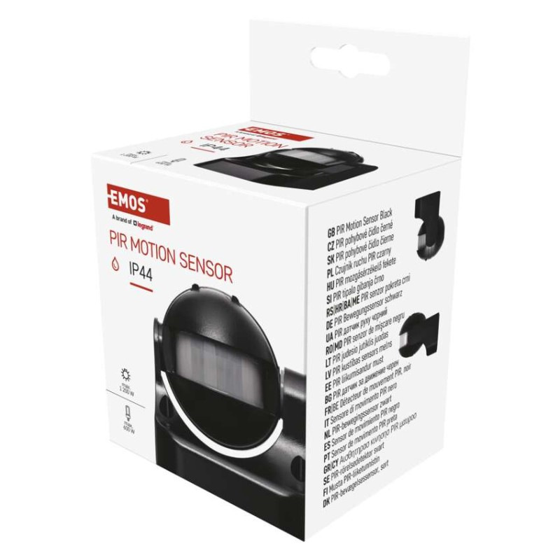PIR senzor (pohybové čidlo) IP44 1200W, čierny 5