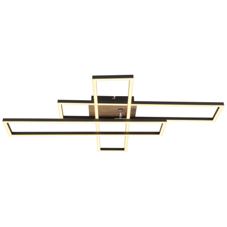 Stropné svietidlo, kov čierny, MDF vzhľad dreva tmavý, hliník čierny, plast biely, chróm, polohovate 12