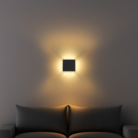Nástenné svietidlo kov čierny matný, akryl biely, plast číry, ŠxV: 200x200mm, H: 50mm, LED 12W 230V, 1