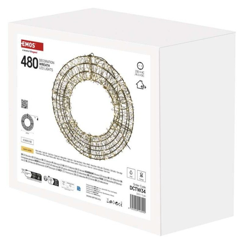 LED vianočný veniec – 480 LED, vonkajší aj vnútorný, teplá biela 2