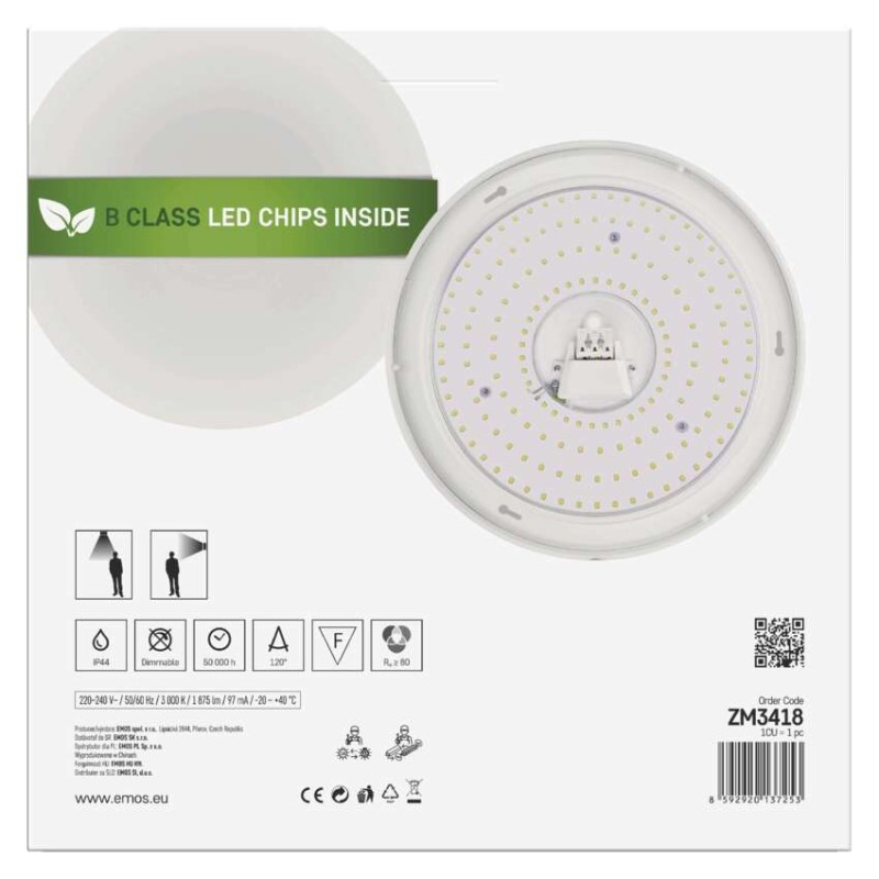 LED stropné svietidlo TIVI, B CLASS, okrúhle biele 12,5W, IP44, Teplá biela 10