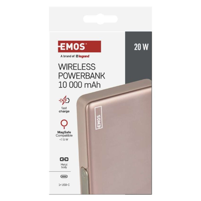 Power bank EMOS WI 1031, 10 000 mAh, 20 W + wireless, ružovo-zlatá 13