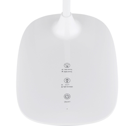 Stolové svietidlo, plast biely a satin., matný biely silikón, dotykové zapnutie/vypnutie/plynulé stm 3