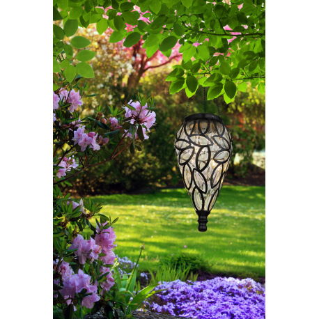 Solárne svietidlo, kov čierny, plast čierny, plast priehľadný, IP44, ozdobná kvapka na zavesenie, ak 1