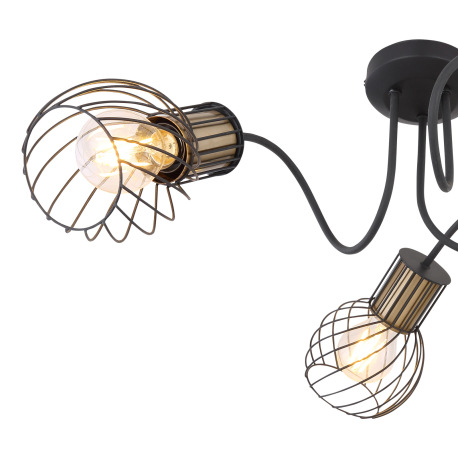 Stropné svietidlo, kov čierny, mosadzný, Ø600, V: 240, bez žiaroviek 3xE27, max. 40W 230V 5