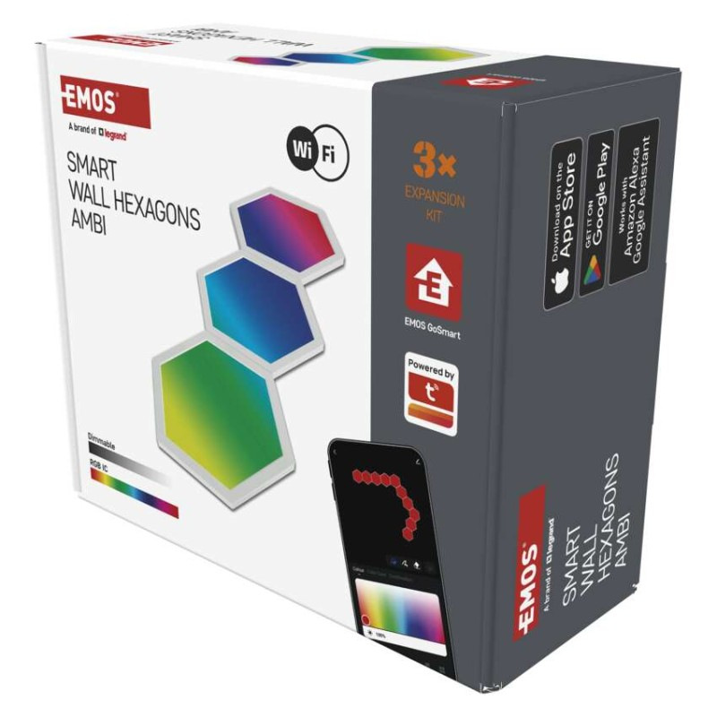 GoSmart LED svietidlo Hexagon, rozširujúca sada, 3 časti, 1,8W, RGBIC stmievateľné, WiFi 8