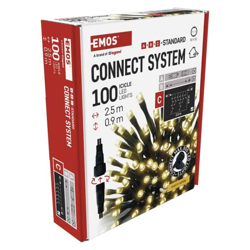 Standard LED spojovacia vianočná reťaz – cencúle, 2,5 m, vonkajšia, teplá biela 13