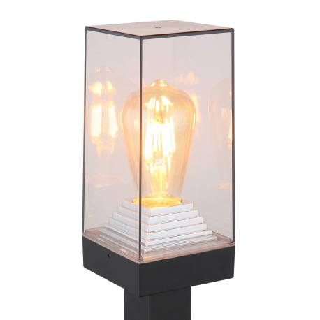 Vonkajšie svietidlo hliník, číry plast, IP44, DxŠxV: 100x100x500mm, bez žiarovky 1x E27 40W 230V 6