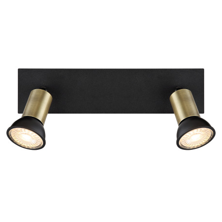 Nástenné svietidlo kov čierny matný, kov zlatej farby, kolískový vypínač na výrobku, DxŠxV: 250x60x9 4