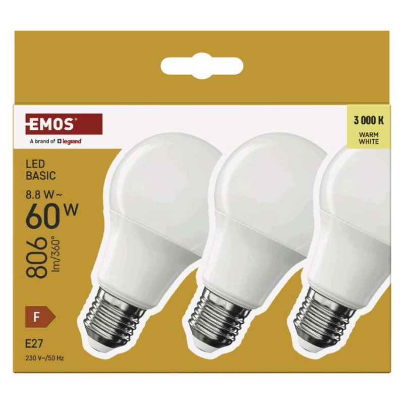 LED žiarovka Basic A60 / E27 / 8,8 W (60 W) / 806 lm / Teplá biela 3