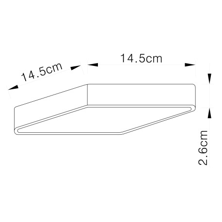 Stropné svietidlo, hliník matný nikel, akryl opál, stmievateľné, LxWxH: 145x145x26, vrátane 1xLED 15 8