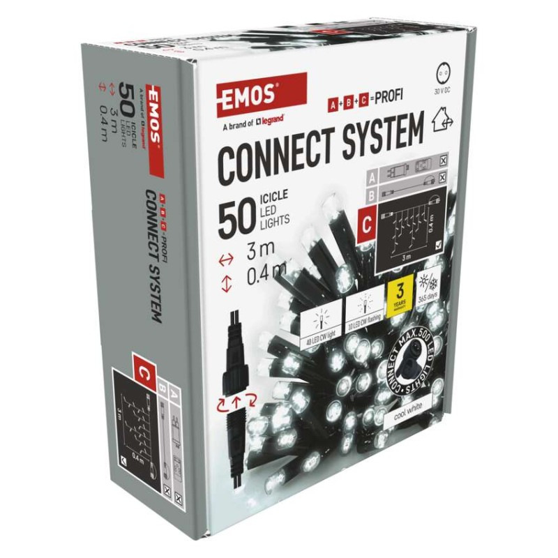 Profi LED spoj. reťaz preblikávajúca – cencúle, 3 m, vonkajšia, studená biela 10