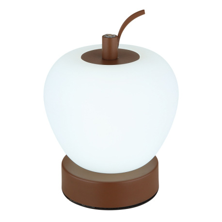 Nabíjateľná stolová lampa, hnedý matný kov, plast biely, čierny PVC kábel, dotykové zapnutie/vypnuti 5