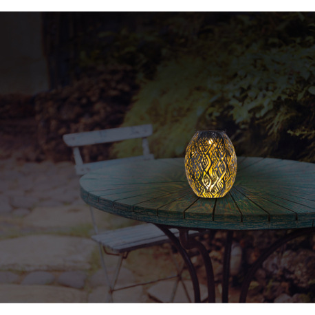 Solárne svietidlo, kov čierny, plast čierny, kov zlatý, vypínač, vrátane batérií AAA 300mAh 1.2V, IP 2