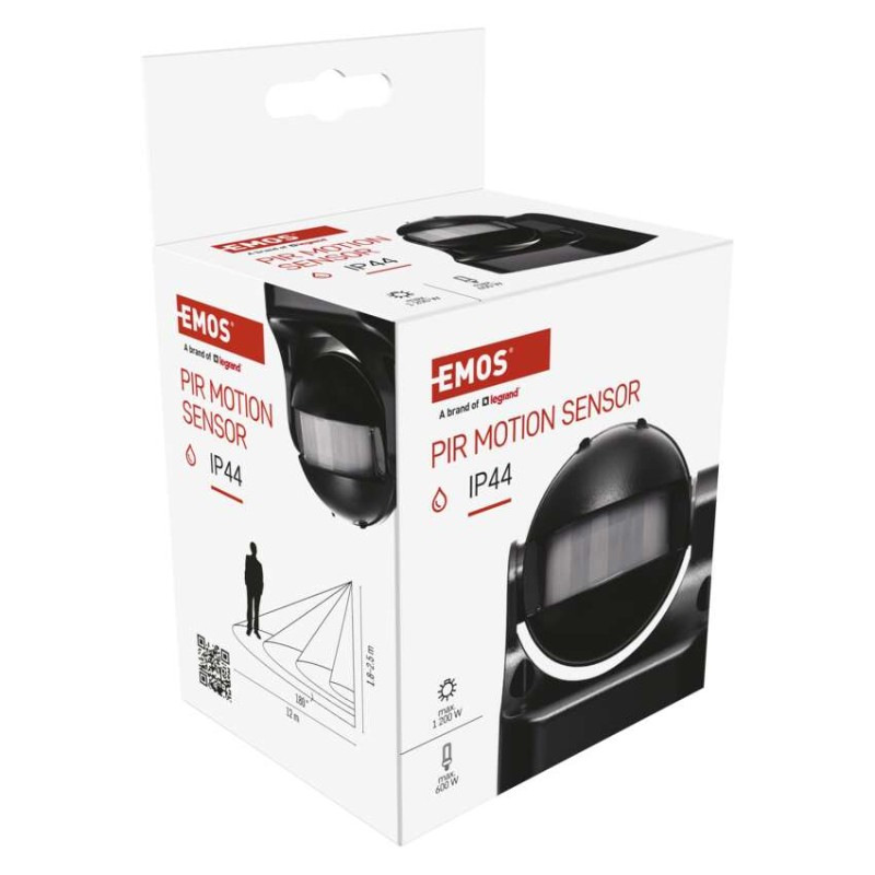 PIR senzor (pohybové čidlo) IP44 1200W, čierny 6