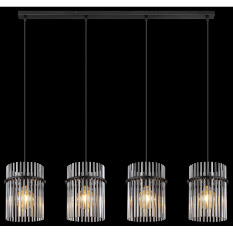 Závesné svietidlo kov čierny matný, sklenené tyče dymovej farby, kábel PVC čierny, možnosť nastaveni 5