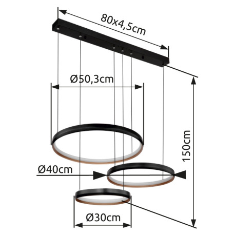 Závesné svietidlo, kov čierny/zlatý, akryl biely, stmievateľné, viackrokové ovládanie cez nástenný v 10