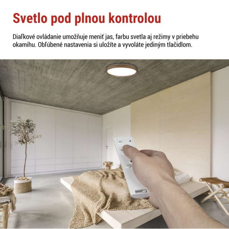 LED nástenné svietidlo ILVI, kruhové 45 W, stmievanie + CCT, drevo 5