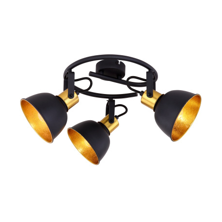 Stropné svietidlo, kov čierny, kov zlatý, Ø250, V:190, bez žiaroviek 3xE14, max. 25W 230V