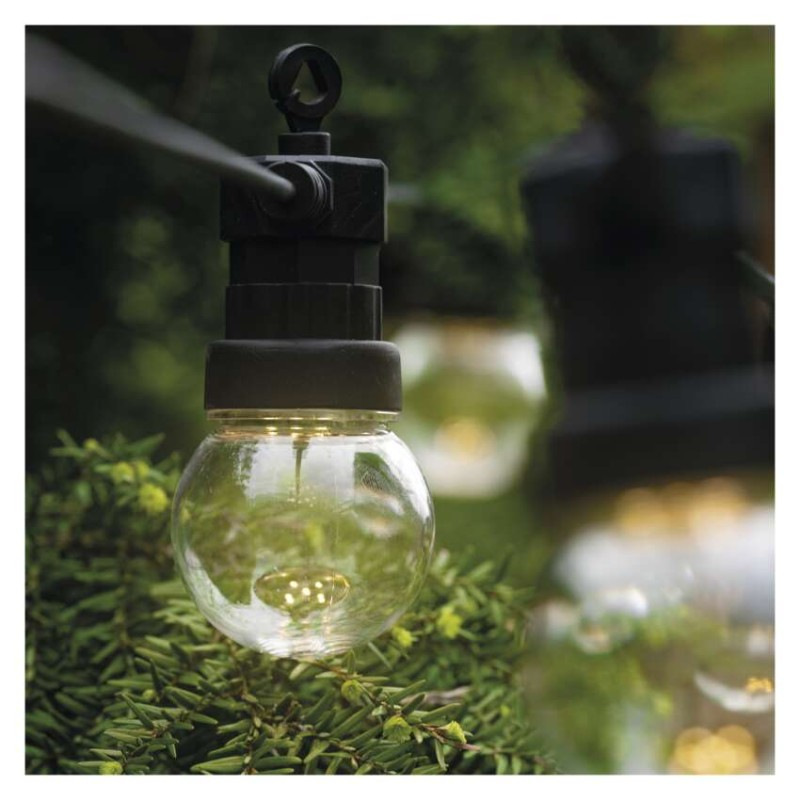 LED svetelná reťaz – 10x párty žiarovky číre, 5 m, vonkajšia aj vnútorná, teplá biela 6