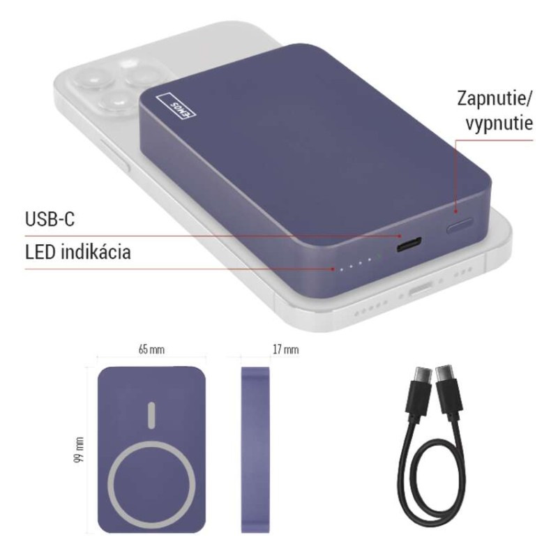 Power bank EMOS WI 1046, 10 000 mAh, 20 W+Wireless, modrá 6
