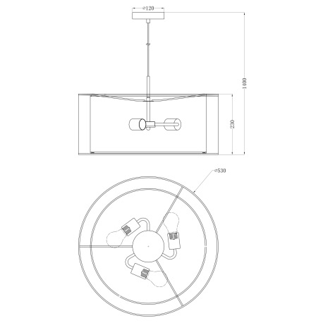Závesné svietidlo, kov nikel matný, plast, textil sivý, satinovaný akryl, výška tienidla 23 cm, ø 53 4