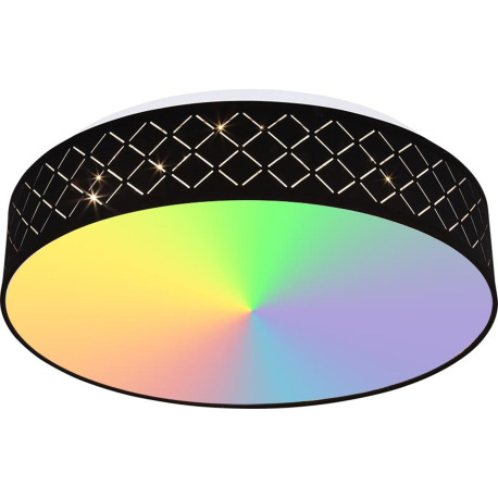 Stropné svietidlo, kov biely,textil čierny,akryl opál,pamäťová funkcia,nočné svetlo,stmievateľné,dia 14