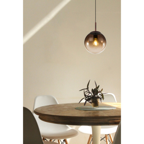 Závesné svietidlo, kov hnedý, sklo jantárové, Ø 200, V: 1200, bez žiarovky 1xE27, max. 40W 230V 7