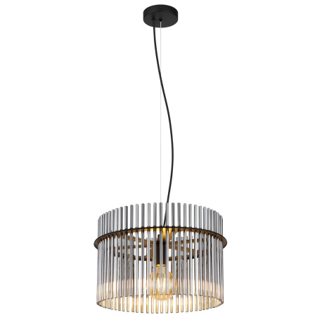 Závesné svietidlo, kov čierny matný, sklenené tyčinky dymovej farby, kábel PVC čierny, možnosť nasta