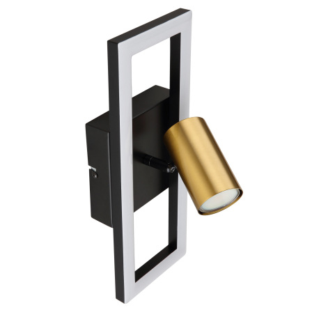 Nástenné svietidlo kov čierny matný, kov mosadz matná, plast biely, ŠxV: 130x350mm, H: 150mm, vrátan 9