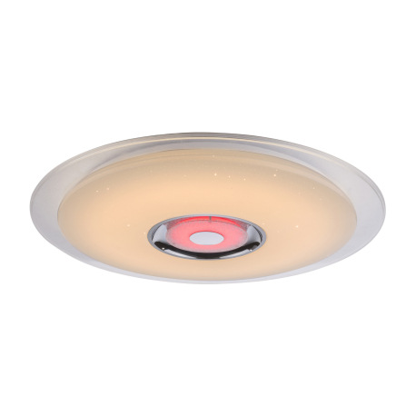 Stropné svietidlo, kov biely, chróm, akryl biely, K5 krištáľ, trblietavý efekt, reproduktor, ovládan 17