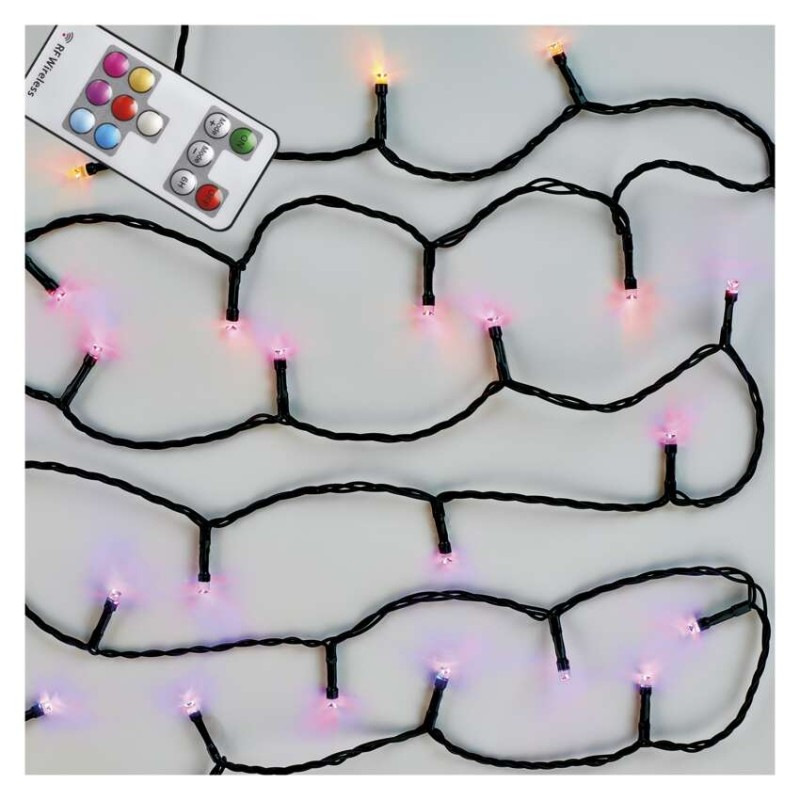 LED vianočná reťaz, 12 m, vonkajšia aj vnútorná, RGB, ovládač, programy, časovač 4