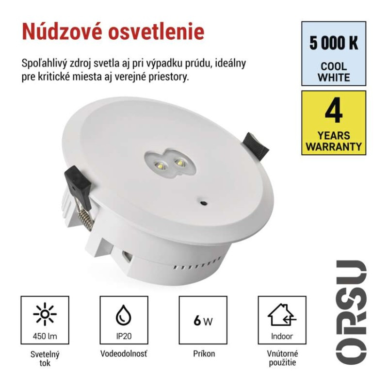 LED Núdzové svietidlo ORSU 6W 450LM 3H