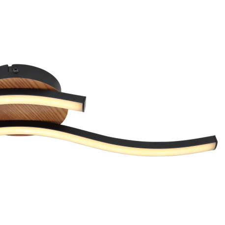 Stropné svietidlo, kov čierny, imitácia dreva, akryl biely, DxŠxV: 510x130x75, vrátane 1xLED 12W 230 5