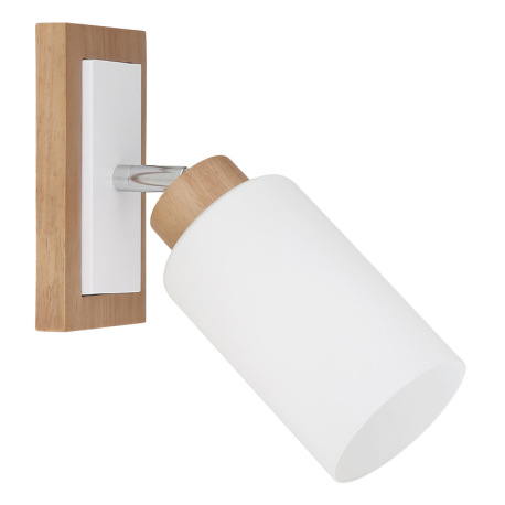 Nástenné svietidlo, drevo hnedé, kov biely matný, kov chróm, sklo biele matné, ŠxV: 103x250mm, H: 22 3