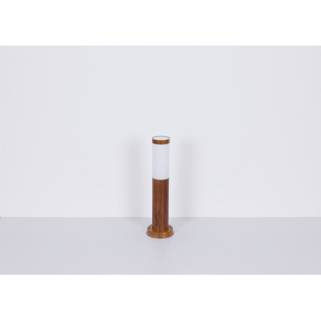 Vonkajšie svietidlo, oceľ vo vzhľade dreva, plast biely, IP44, Ø76, V:390, H:165, bez žiarovky 1xE27 6